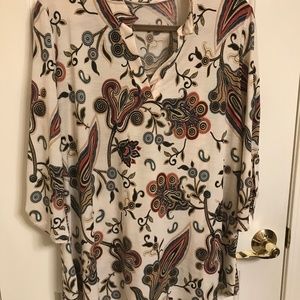 Paisley Grace Boutique Tunic cream, tan & brown XL